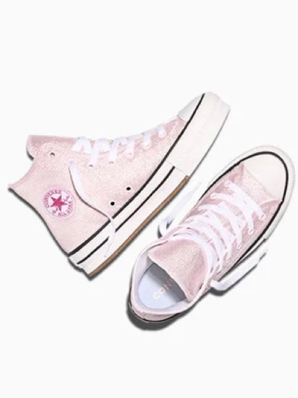 Big girls glitter pink Converse platform Sneakers